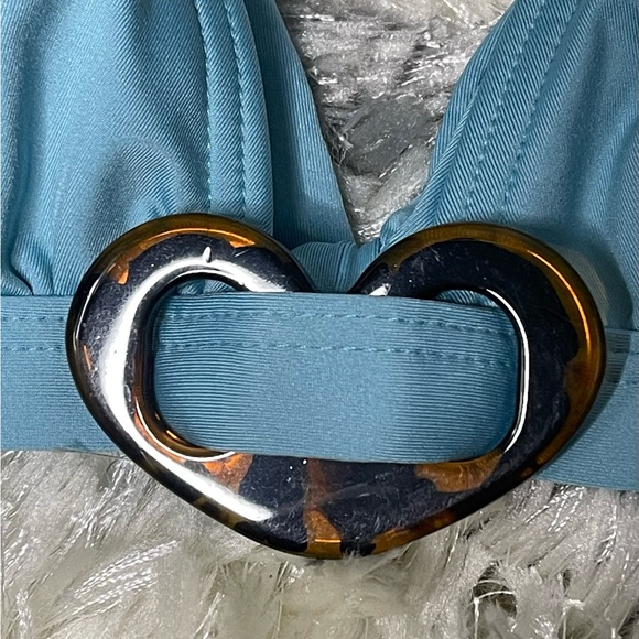 Kate Spade Tortoise Heart Buckle Detail Bikini Top Removable Soft Cup - Picture 6 of 8